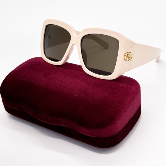 NEW GUCCI GG1402SA 004 OVERSIZED IVORY BROWN WOMEN SUNGLASSES GUCCI - Picture 1 of 12